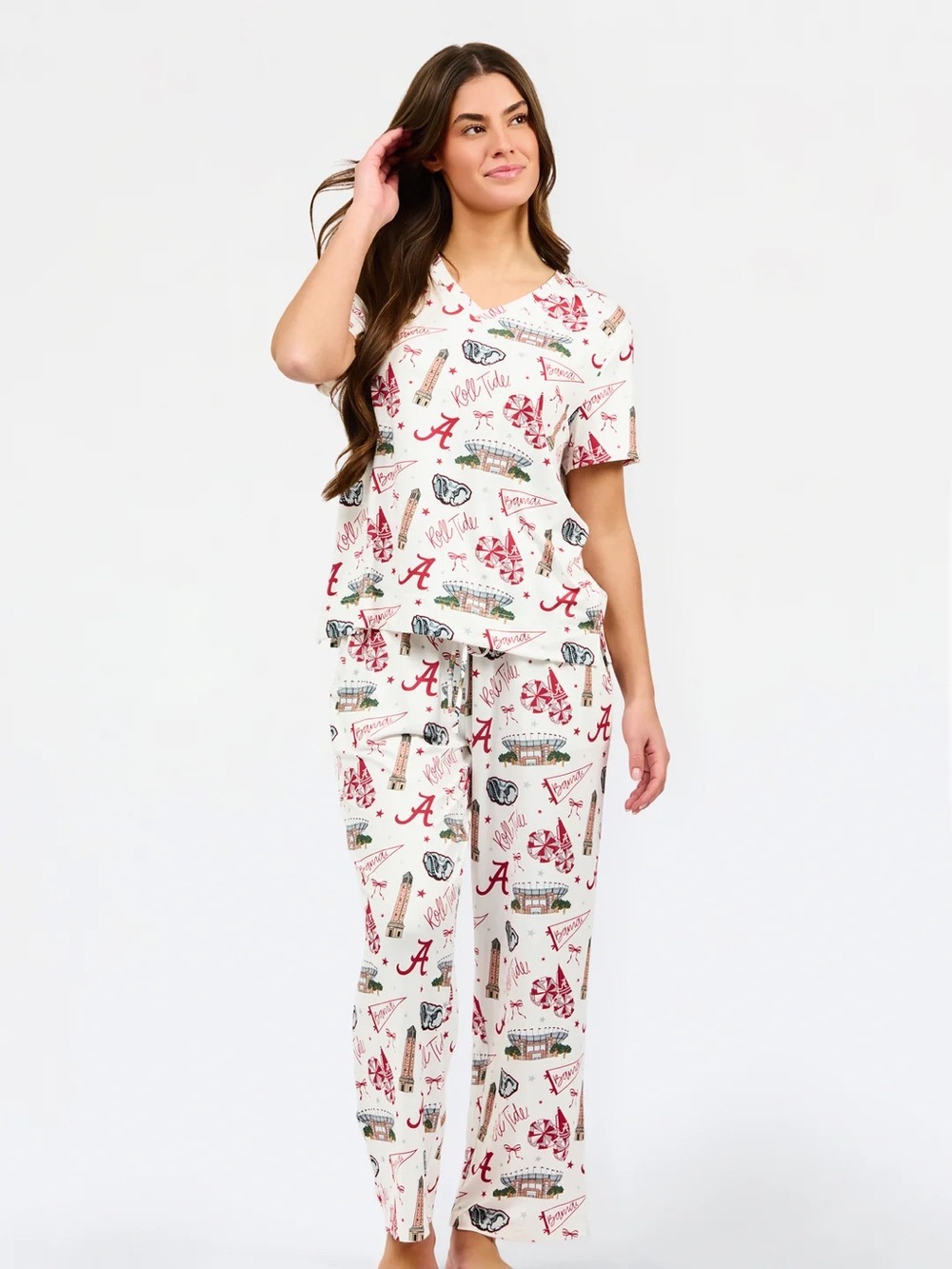 Mary Square Women's Pajama Set with Alabama Collegiate Print